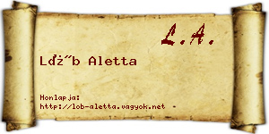 Löb Aletta névjegykártya