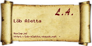 Löb Aletta névjegykártya